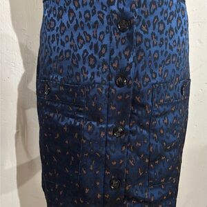 Banana Republic Blue Black Midi Pencil Skirt